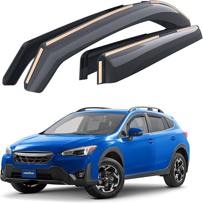 Goodyear Shatterproof In-Channel Window Deflectors for Subaru XV Crosstrek 2018-2023/Impreza 2017-2023 Hatchback, Rain Guards, Window Visors for Cars, Vent Deflector, Car Accessories, 4 pcs - GY008095
