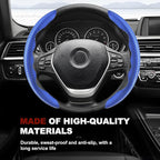 Universal Fit Carbon Fiber Steering Wheel Cover, Segmented Steering Wheel Protector, Carbon Fiber Anti-Skid Steering Wheel Cover Car Interior Accessories (2 Pcs Blue)