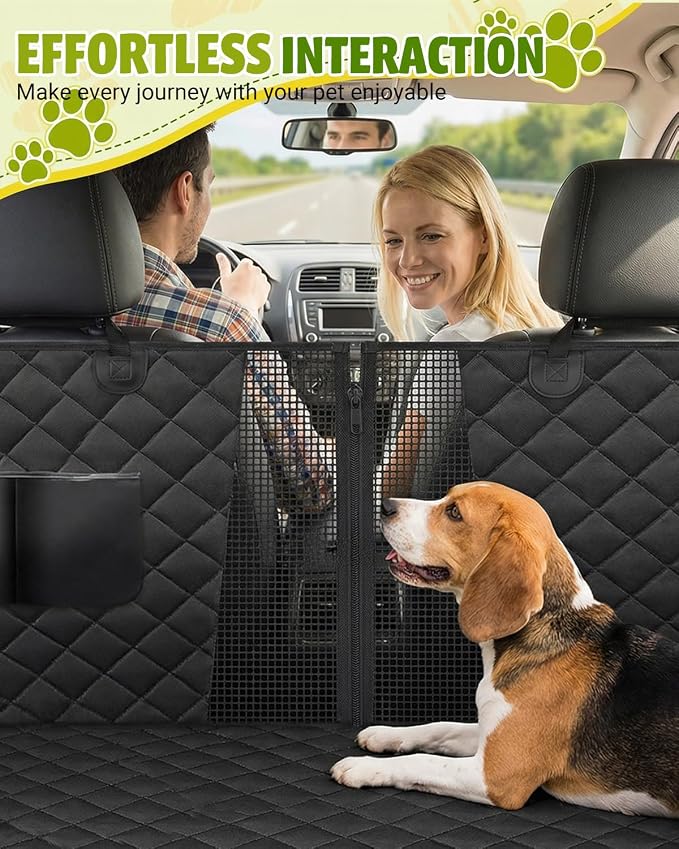Dog Car Seat Cover, Heavy Durable Dog Seat Cover for Back Seat, 100% Waterproof Scratch Proof Nonslip Dog Hammock for Car with Side Flap, Pet Back Seat Covers Large 60" W x 64" L