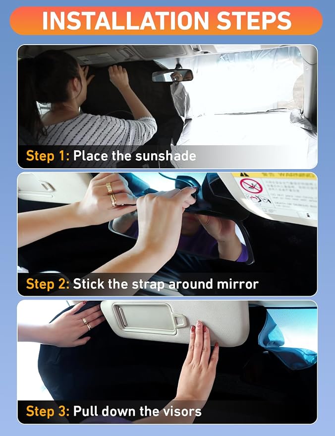 Windshield Sunshade Compatible for Kia Soul 2014-2017 2018 2019, Sun Visor for Front Windshield & Window Sun Shade Cover, UV Heat Blocker & Protector, Car Accessories