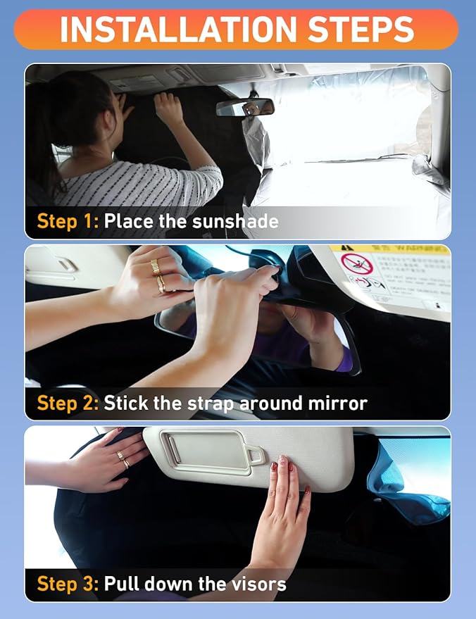 Windshield Sunshade Compatible for Cadillac XTS 2013-2017 2018 2019, Sun Visor for Front Windshield & Window Sun Shade Cover, UV Heat Blocker & Protector, Car Accessories