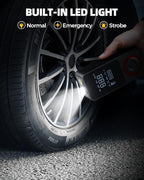 Cordless Tire Inflator Portable Air Compressor, 150 PSI Air Pump with Rechargeable Battery, Tire Pressure Gauge, 12V Car Power Adapter, Smart Air Pump for Car, Motorcycle, Bike, Ball