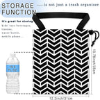 Car Trash Bag Hanging Back of Seat Waterproof Small Cute Printed One-Handed Strap Drawstring Garbage Bags for Car-Black White