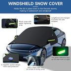 Car Windshield Snow Cover with Side Mirror Cover & 2 in 1 Brush | Thickened 4 Layers, Cold Protection, Ice Scraper, For Most Cars SUVs Trucks