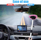 Windshield Cleaning Tool, Car Window Cleaner with Extendable Long Handle and 4 Washable Reusable Microfiber Pads, Auto Interior Exterior Glass Wiper Cleaning Kit Universal for Office and Home (Pink)