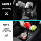 Car Cup Holder Tray, Cup Holder Expander Adapter for Car, 9.5” Detachable Car Food Tray Table for Eating, Road Trip Essentials Fits Yeti, Hydro Flask 16-46 oz