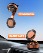 Jononser Magnetic Car Phone Mount,Zinc Alloy Foldable Holder with Strong Nano-Gel Adhesion & N52 Magnet, 360° Adjustable Dashboard/Windshield Phone Holder for iPhone 17/16/15/14/13/12,Golden Orange