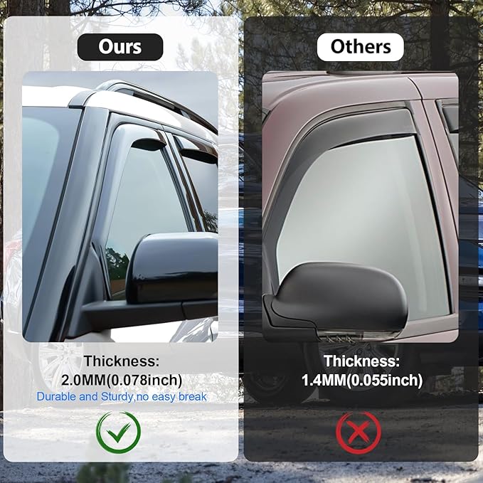 in-Channel Rain Guards for Ford F150 2021 2022 2023 2024 2026 Regular Cab/Super Cab, Vent Window Visors Low Profile Wind Deflectors for Rain & Fresh Air Ventilation, Smoke Tinted-2PCS