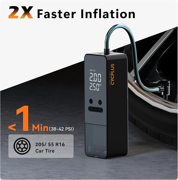 Tire Inflator Portable Air Compressor - 150PSI Cordless Air Pump with Digital Tire Pressure Gauge, Auto Shut Off, DC/AC 2-in-1 for Car/Motorcycle/E-Bike/Ball