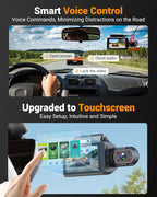 4K Dual Dash Cam with WiFi GPS, Voice Control, 4K+1080P Front and Inside Car Camera, UHD Night Vision, Dash Camera for Cars with 3" IPS Touch Screen, 24H Parking Mode, G-Sensor, 32GB Card