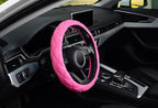 Diamond Leather Steering Wheel Cover with Bling Bling Crystal Rhinestones, Universal 15 inch,Dark Pink