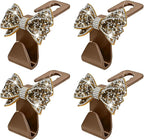 Zpana Bling Car Headreat Hook, 2PCS Crystal Rhinestone Cute Bow Vehicle Seat Back Hanger Storage for Purses Bags Grocery, Diamond Auto Rear Seat Organizer, Universal for SUV Truck Sedan (Gold)