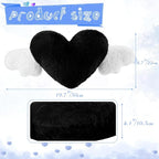 2 Pcs Plush Heart Shaped Pillow with Angel Wings Car Headrest Soft Comfortable Seat Pillow for Driving Travelling Room Office Car Decor, 19.7 x 8.3 Inch(Black)