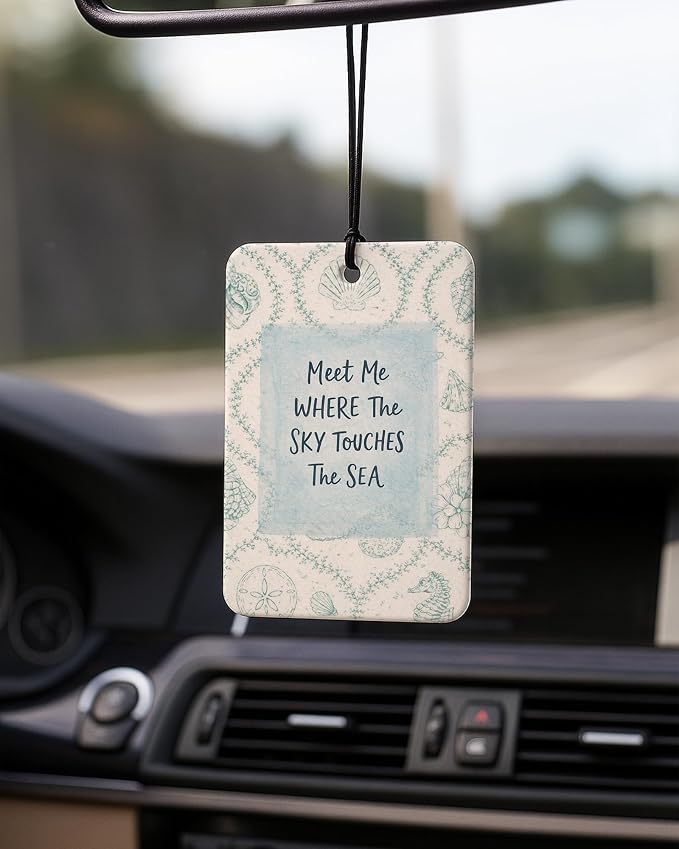 Blue Beach Car Air Freshener 4 Pcs Coconut Scented, Coastal Ocean Animal Bikini Car Accessories Mirror Decor for Women, Girly Beachy Hanging Air Freshener for Cars Closet Drawer Books