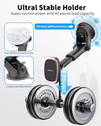 Magnetic Phone Mount, Dashboard Windshield Suction Cup Car Phone Holder Phone Mount with 6 Strong Magnets, Adjustable Telescopic Arm, Compatible with iPhone/Air/Pro/Max/All Smart Phones