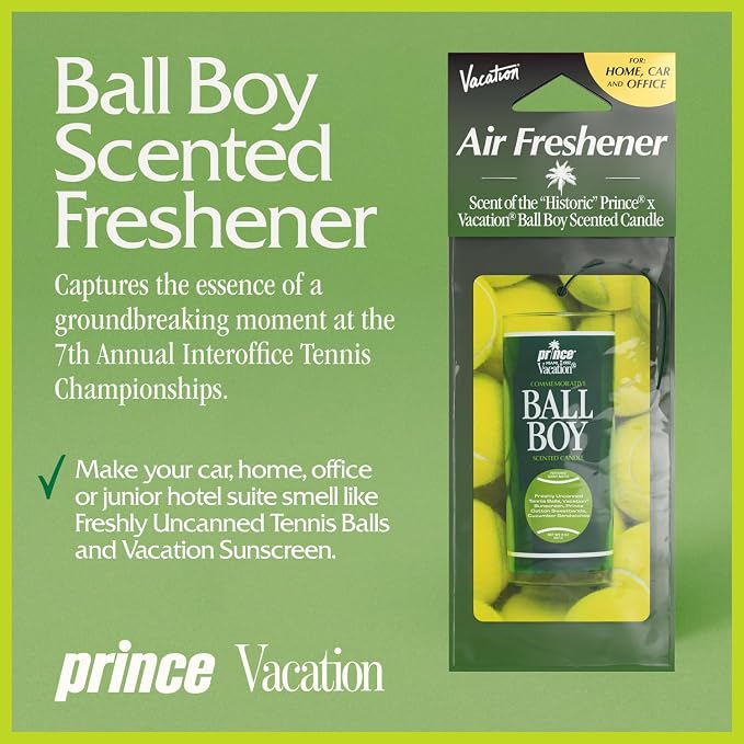 Car Air Freshener, Pack of 3 - Hanging Air Freshener for Car, Home and Office, Ball Boy Tennis Candle Signature Scent, Long-Lasting Deodorizer