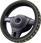 Geometric Steering Wheel Cover Car Elastic Steering Wheel Protector | Aztec Style Abstract Anti-Slip Breathable Car Accessories Interior for Women Men Universal 15 Inch Fit Auto Truck