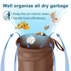 Car Trash Can, 2 Packs Mini Car Garbage Can, Collapsible Trash Bin | Pop-Up Trash Can for Car Front Back Seat, Portable Car Trash Bag Hanging for Vehicle SUV Rv Truck Accessories Interior, Brown