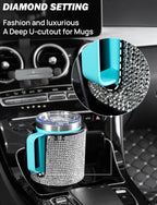 Upgraded Car Cup Holder Expander with Offset Base, Fit for YETI, Hydro Flask, Large Cup Holder Expander for Car Hold 18-40 oz Bottles and Mugs, Other Bottles in 3.4"-3.8"(Bling)
