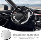 Car Steering Wheel Cover, 15 Inch Premium Leather Breathable Non-Slip Wheels Wrap, Universal Auto Comfortable Steering Wheel Protector for SUV Truck Van, Car Accessories (Gray)