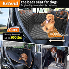 Back Seat Extender for Dogs, Hard Bottom Dog Car Seat Cover for Back Seat Waterproof with Mesh Window and Storage Pocket, Dog Hammock for Cars & SUVs