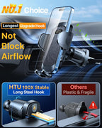 HTU Car Phone Holder【2026 Upgraded 100+LBS Suction & Safety Cert】 Cell Phone Car Mount for Truck Heavy Duty Phone Holder for Dashboard/Windshield/Vent for iPhone 17 16 Pro Max, Jet Black