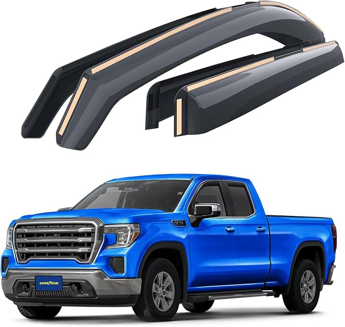Goodyear Shatterproof in-Channel Window Deflectors for Trucks GMC Sierra 1500 2019-2026 Double Cab, Rain Guards, Window Visors, Vent Deflector Truck Accessories,4pcs- GY003416LPv