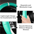 Car Leather Steering Wheel Cover - Panapi Material, Universal 14.5-15 Inch Leather Anti-Slip Breathable Auto Steering Wheel Covers for Men Women (Nappa Leather - Blue & White)