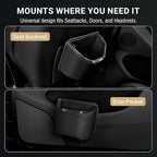 Car Trash Can with Removable Leakproof Liner – Clip On Trash Bin for Seat Back, Door Pocket & Headrest – Sturdy PU Leather Garbage Can Organizer for SUV, Truck & Sedan