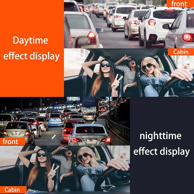 3 Channel Dash Cam Front Inside and Left Right, 1080P HD Dash Camera for Cars, 3.16 inches WiFi Car Camera,170°Wide Angle Vehicle Cam, Night Vision, Loop Recording, G-Sensor, 64GB Card