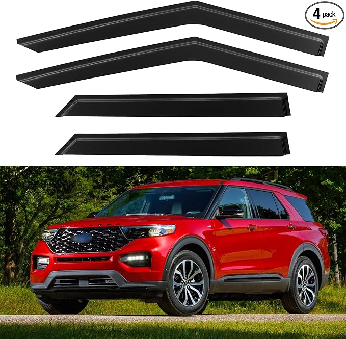 Window Visors Rain Guards for 2020-2026 Ford Explorer, Out-Channel Window Vent Wind Deflectors Visors Shades for 20-26 Explorer