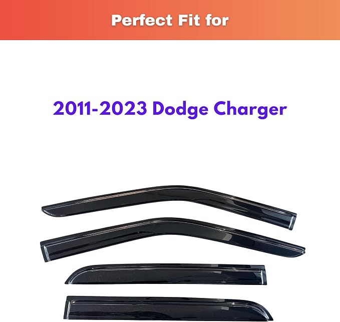 KPY Rain Guards Fit for 2011-2023 Dodge Charger, Out-Channel Window Visors Vent Wind Deflectors 4PC, Car Accessories for 11-23 Charger
