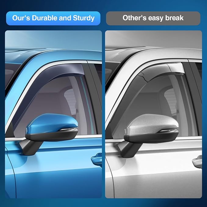 in Channel Rain Guard for Honda Ridgeline 2017 2018 2019 2020 2021 2022 2023 2024 2025 2026, Inside Mount Window Deflectors for Cars, Light Smoky Blue, 4PCS