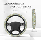 Abstract Florals Block Steering Wheel Cover, Elastic Non-Slip Steering Wheel Protector,Auto Interior Decor for Women Girls,Universal 15" Fit for Sedans,Trucks