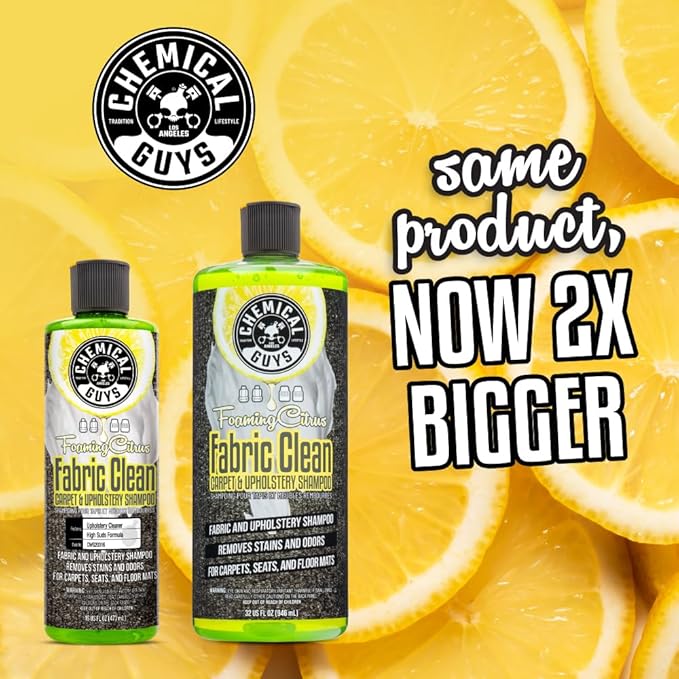 Foaming Citrus Fabric Clean Carpet & Upholstery Cleaner (Car Carpets, Seats & Floor Mats), Safe for Cars, Home, Office, & More, Extra Large Size 32 fl oz, Citrus Scent - CWS20332