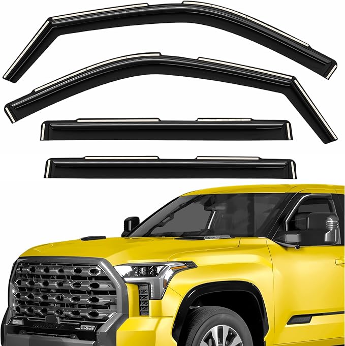 Extra Durable Window Deflectors in-Channel Window Visors Rain Guards Fit for Toyota Tundra 2022-2026 CrewMax, Sun Visors, Wind Vent for Shades, Exterior Car Accessories - 4 pcs. AG0915