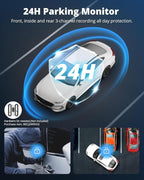 3 Channel 5G WiFi Dash Cam with 64GB Card, 2.5K/1080P Front and Rear Inside Dashcam, 2.5K/1080P/1080P Three Way Dash Camera for Cars Auto IR Night Vision, Loop Recording, APP Control(O3PRO)