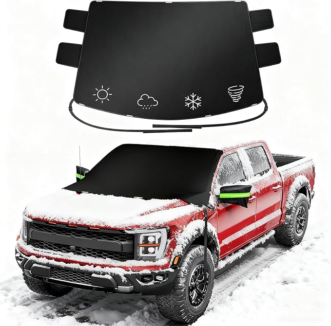 2026 Upgrade Car Windshield Cover for Ice and Snow, Windshield Snow Cover for Snow & Frost Protection – 600D Heavy Duty Magnetic Protector for Winter, Fits Camper RVs, Full-Size Vans, XX-Large