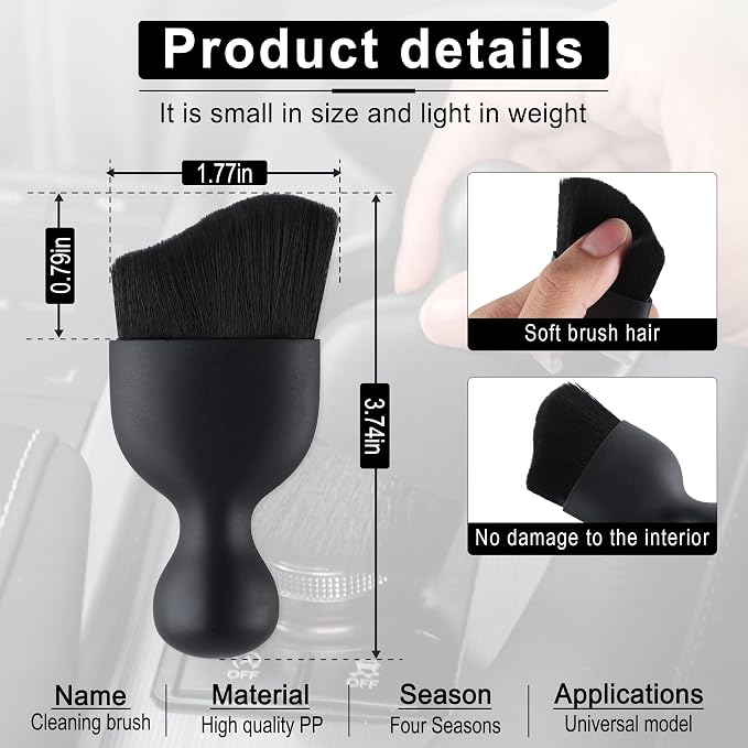 Car Detailing Brushes, Car Interior Dust Sweeping Soft Brush, Soft Bristles Brush Cleaning Tool for Automotive Dashboard, Air Conditioner Vents, Computer, Scratch Free(Black)