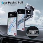 Magnetic Phone Mount, Dashboard Windshield Suction Cup Car Phone Holder Phone Mount with 6 Strong Magnets, Adjustable Telescopic Arm, Compatible with iPhone/Air/Pro/Max/All Smart Phones