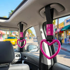 2 Pcs Heart Shaped Car Handle Strap – JD M Drift Charm Rear Bumper Warning Ring Decor for Car Interior Exterior, Subway Bus Handle Accessory, Cute Heart Car Decor Gift for Drivers (Hot Pink)