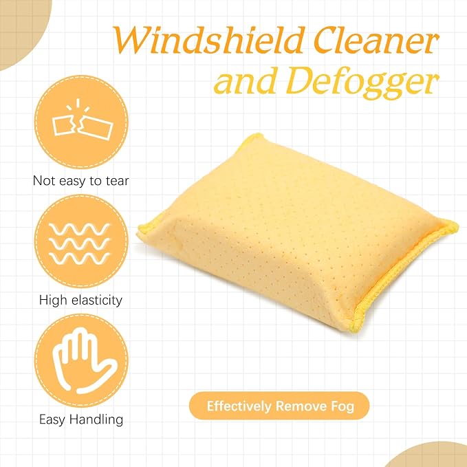 4 Pcs Car Windshield Defogger Sponge Window Cleaner Tool for Car Windshield Mirrors Glass No Scratch Absorbent Defogger Chamois Sponge Bulk Auto Wash Cleaning Supplies