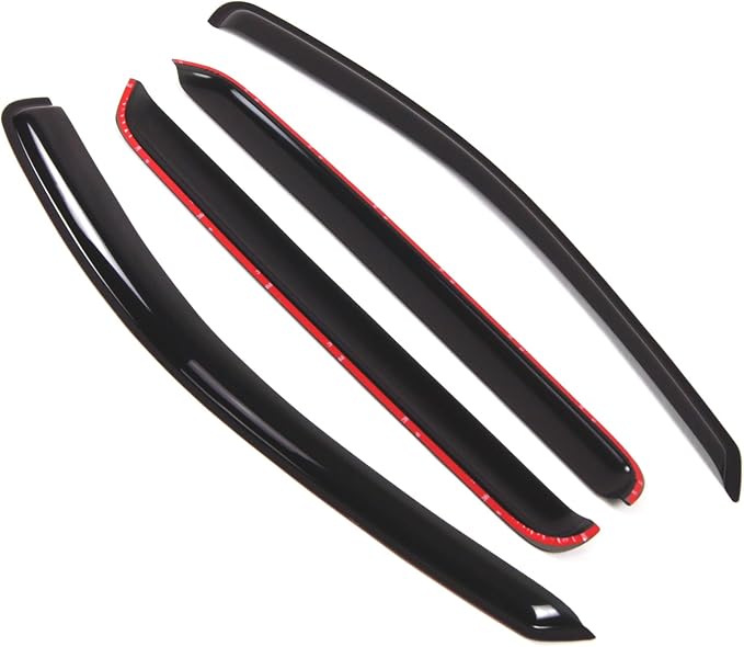 WD2-257 Dark Smoke 4 Pcs Set Window Visor (Outside Mount) Deflector Rain Guard Compatible with 2007-2012 Hyundai Santa Fe