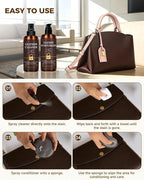 Leather Cleaner & Moisturizer Set for Louis Vuitton, Cleaning and Maintenance Kit for LV, Deep Nourishing & Stain Removal, Gentle Care, Suitable for LV Handbags, Wallets and Other Luxury Brands