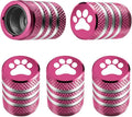 Tire Valve Stem Caps Cover - (5 Pack) Tire Air Caps Metal with Plastic Liner Corrosion Resistant Leak-Proof Dog Paw Print for Car Truck Motorcycle Bike Pink