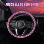 Day of the Dead Sugar Skull Steering Wheel Cover for Women Men Neoprene Breathable Pink Floral Wheel Cover Protector Anti-Slip Car Accessories Universal 15 Inch Fit for Cars Trucks Vehicles