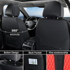 Coverado Car Seat Covers Front Seats, Luxury Faux Leather Seat Covers for Cars Waterproof Seat Covers with Lumbar Support, Car Seat Protector Universal Fit for Most Cars SUV Truck(Red&Black)
