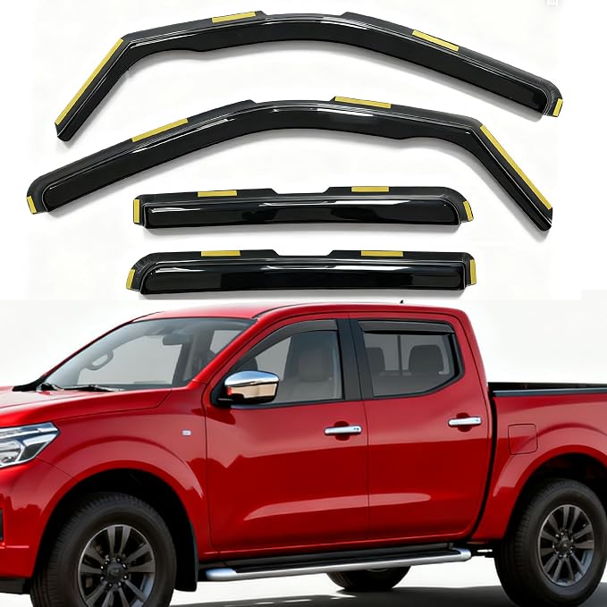 in-Channel Rain Guards Window Visors for Truck Nissan Frontier 2022-2026 Crew Cab, Inside Front Rear Window Vent Deflectors Sun Shade Wind Visor Car Accessories, Dark Smoke