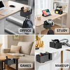 4-in-1 Desk Organizer- Large Desk Cup Holder Clamp with Headphone Stand, Pencil Holder and Phone Stand - Detachable, Rotating Hanger, Office & PC Gaming Accessories for Cup, Phone and Pen