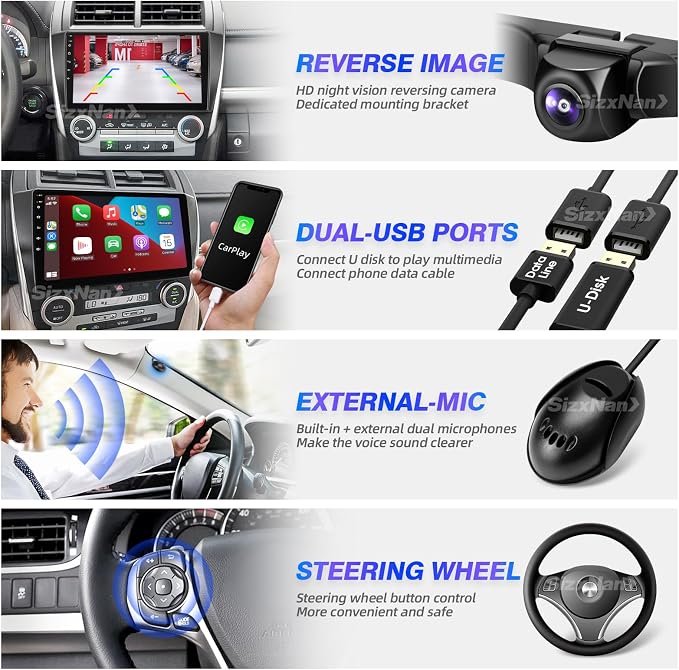 for Camry Android Radio Touch Screen Compatible with Carplay Android Auto,Car Stereo Bluetooth Navigation Media Player GPS WiFi FM/AM Rear Camera Head Unit for Toyota Camry 2012 2013 2014